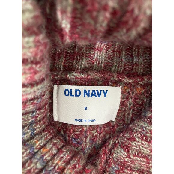 Old Navy Purple Heather Turtleneck Cropped Multicolor Chunky Sweater Sz S - Picture 5 of 7